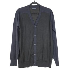 Patrick Assaraf fine knit merino wool color block Cardigan Men's